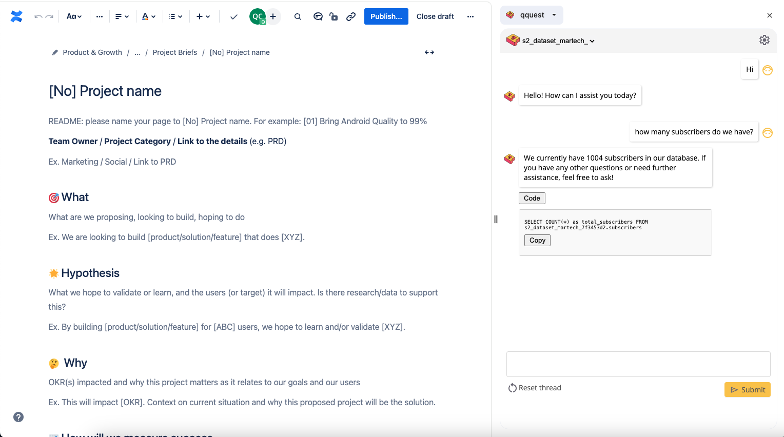 Text to query the insights for your project management